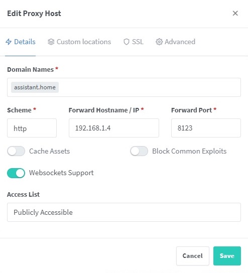 Proxied Host config